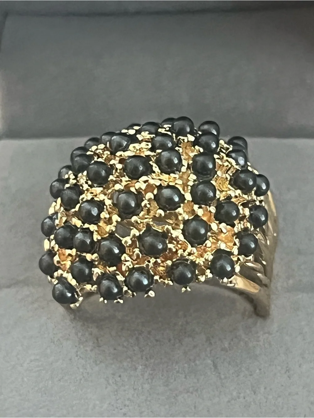 Elegant Gold Ring with Blue Stones - Women Jewelry old fashion size 10